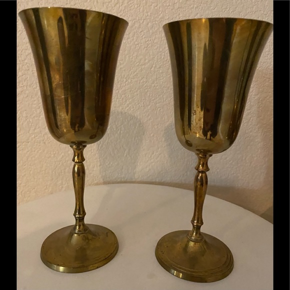 Other - Vintage brass wine glasses